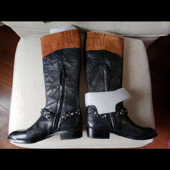 Sam Edelman Park Spiked Leather Knee High Boots - Picture 2 of 6
